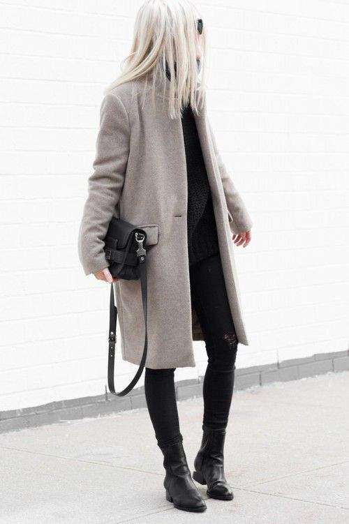 Hot Combo: Gray Coat and Black Pants