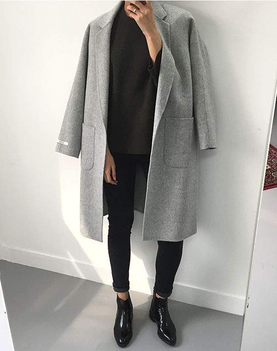 Hot Combo: Gray Coat and Black Pants